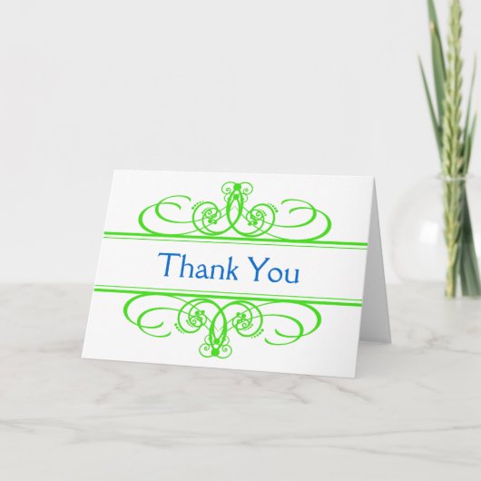 Vielen Dank, blau und grün Dankeskarte (Vorderseite)