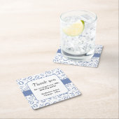 Vielen Dank: Blau/Weiß 70. Random Number Pattern Rechteckiger Pappuntersetzer (Vor Ort)