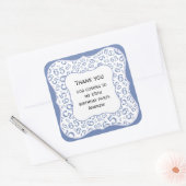 Vielen Dank: Blau/Weiß Nummer 65 Muster - Klammer Quadratischer Aufkleber (Umschlag)
