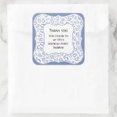 Vielen Dank: Blau/Weiß Nummer 65 Muster - Klammer Quadratischer Aufkleber (Tasche)