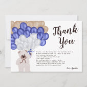 Vielen Dank, blaue Ballon Bären Babydusche Dankeskarte (Vorderseite)