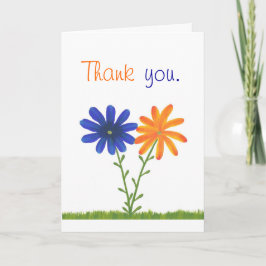 Vielen Dank, blaue und orangefarbene Blume, Hochze Dankeskarte