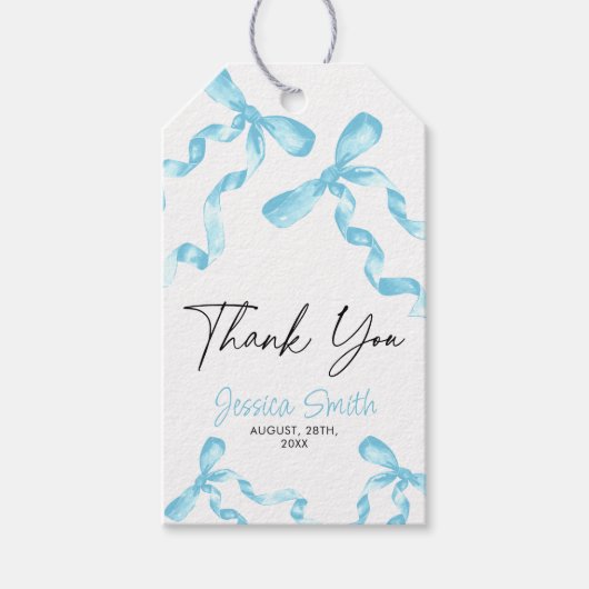 Vielen Dank, blauer Bow Geschenktag Geschenkanhänger (Vorderseite)