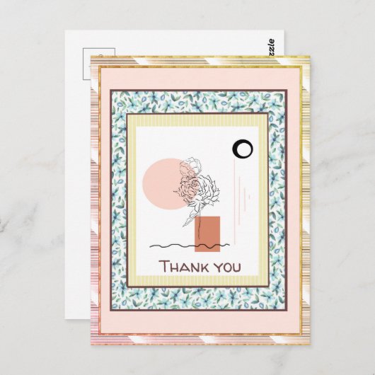 Vielen Dank, Blauer Rosa Gold Spark Abstrakt Postkarte (Vorne/Hinten)