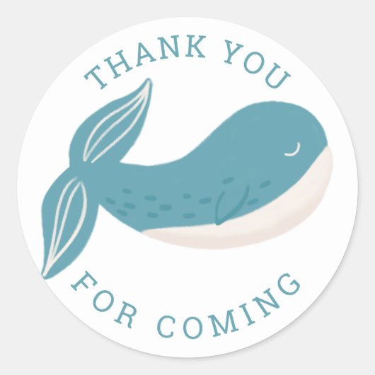 Vielen Dank. Blauer Wal. Kindergeburt Runder Aufkleber (Vorderseite)