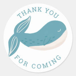 Vielen Dank. Blauer Wal. Kindergeburt Runder Aufkleber