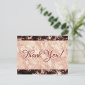 Vielen Dank, Blk & Rose Gold Marmor, Nachricht Postkarte (Stehend Vorderseite)