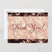 Vielen Dank, Blk & Rose Gold Marmor, Nachricht Postkarte (Vorne/Hinten)