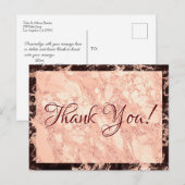 Vielen Dank, Blk & Rose Gold Marmor, Nachricht Postkarte (Vorne/Hinten)