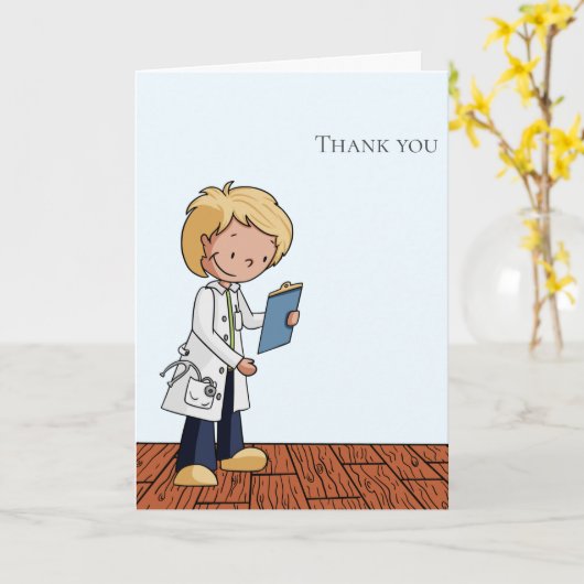 Vielen Dank Blond Doctor Working Illustriert Karte (Gelbe Blume)