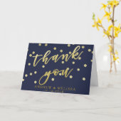 Vielen Dank Blue and Gold Script & Confetti Postca Karte (Gelbe Blume)