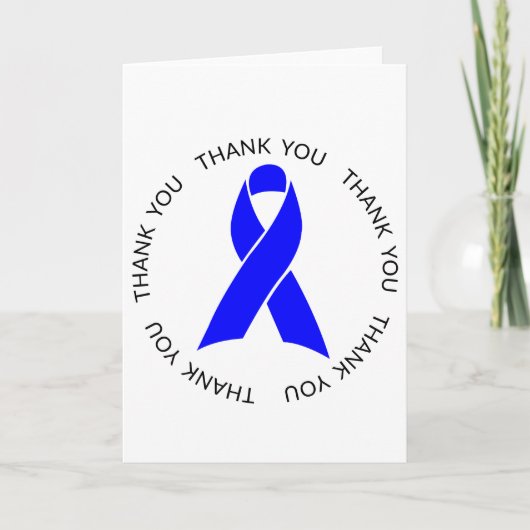 Vielen Dank, Blue Awareness Ribbon Karte (Vorderseite)