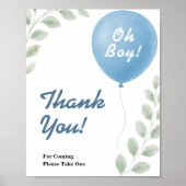 Vielen Dank Blue Balloon Eucalyptus Baby Shower SI Poster (Vorne)