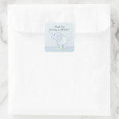 Vielen Dank Blue Elephant Baby Shower Square Stick Quadratischer Aufkleber (Tasche)