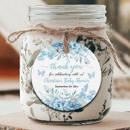 Vielen Dank Blue Floral Baby Dusche Geschenkanhänger