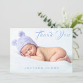 Vielen Dank Blue Foto Collage Baby Boy Ankündigung (Stehend Vorderseite)