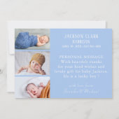 Vielen Dank Blue Foto Collage Baby Boy Ankündigung (Rückseite)