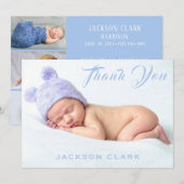 Vielen Dank Blue Foto Collage Baby Boy Ankündigung (Vorne/Hinten)