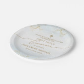 Vielen Dank Blue Gold Cross Boy Erste Heilige Komm Pappteller (Schrägansicht)