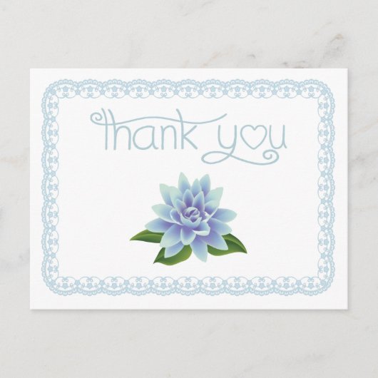 Vielen Dank Blue Lotus Blume Lace Postcard Postkarte (Vorderseite)