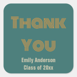 Vielen Dank Blue Orange und Grau Abschluss Gefalle Quadratischer Aufkleber