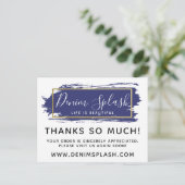 Vielen Dank Blue Paint Stroke & Gold 4-Foto Postkarte (Stehend Vorderseite)