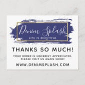 Vielen Dank Blue Paint Stroke & Gold 4-Foto Postkarte (Vorderseite)