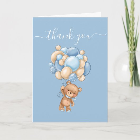 Vielen Dank Blue Teddy Wonderful Balloons Card Karte (Vorderseite)