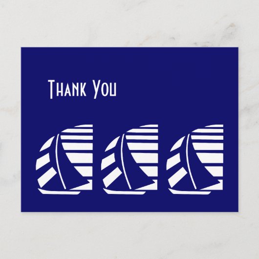 Vielen Dank Blue White Racing Sailboats Postcard Postkarte (Vorderseite)