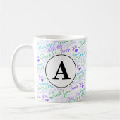 Vielen Dank Blue Word Art Monogram Kaffeetasse (Links)
