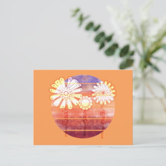Vielen Dank Blume bei Sunset - Orange Postcard Postkarte (Stehend Vorderseite)