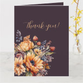 Vielen Dank - Blume des Wasserfarbenfalls Lila- Karte (Gelbe Blume)