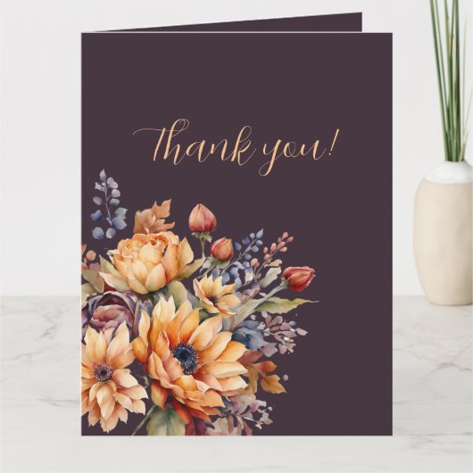 Vielen Dank - Blume des Wasserfarbenfalls Lila- Karte (Vorderseite)