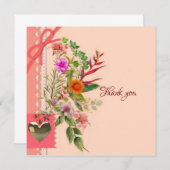 Vielen Dank, Blume Vintage Karte (Vorne/Hinten)