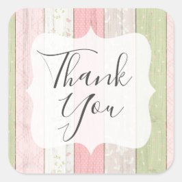 Vielen Dank Blush Pink Floral Sage Green Shabby Ch Quadratischer Aufkleber