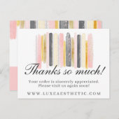 Vielen Dank Blush Pink & Gold Paint Strokes Coupon Postkarte (Vorne/Hinten)