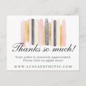 Vielen Dank Blush Pink & Gold Paint Strokes Coupon Postkarte (Vorderseite)