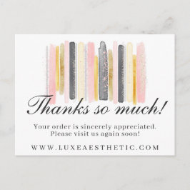 Vielen Dank Blush Pink & Gold Paint Strokes Coupon Postkarte