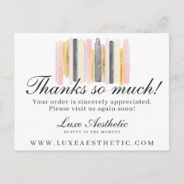 Vielen Dank Blush Pink & Gold Pinselstriche 4-Foto Postkarte