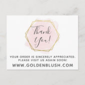 Vielen Dank Blush Pink Watercolor & Modern Gold Ge Postkarte (Vorderseite)