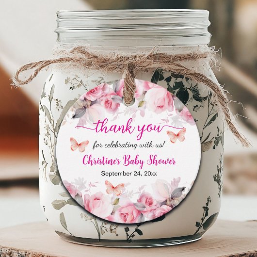 Vielen Dank Blush Rose Baby Dusche Geschenkanhänger