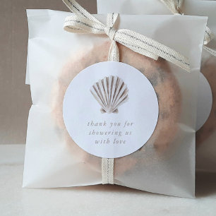 Vielen Dank Boho Beach Muschel Baby Dusche Runder Aufkleber