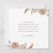 Vielen Dank Boho Botanical Sweet Bear Baby Dusche Karte (Rückseite)