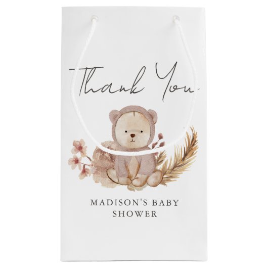 Vielen Dank Boho Botanical Sweet Bear Baby Dusche Kleine Geschenktüte (Rückseite)