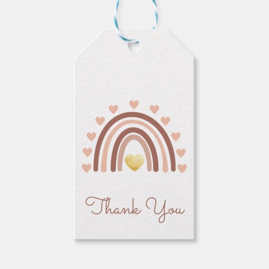 Vielen Dank Boho Rainbow Blush Geschenktasten Geschenkanhänger (Vorderseite)
