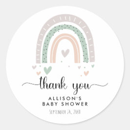 Vielen Dank Boho Rainbow Sage Baby Dusche Runder Aufkleber