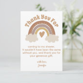 Vielen Dank Boho Regenbogen Baby Dusche stilvolle Dankeskarte (Stehend Vorderseite)