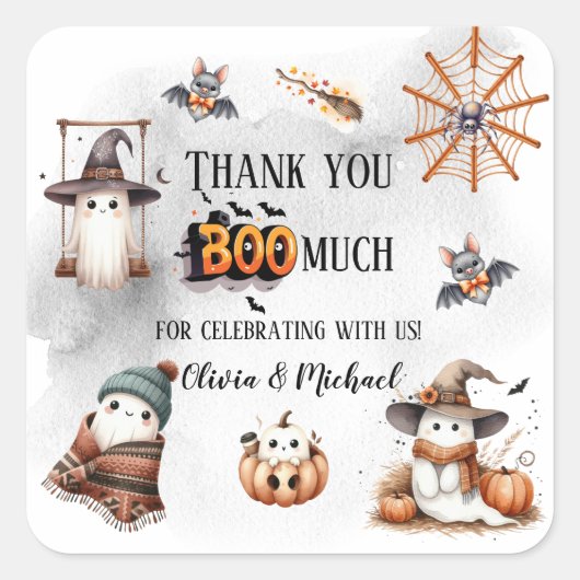 Vielen Dank Boo Much Niedlich Spooky Ghost Quadratischer Aufkleber (Vorderseite)