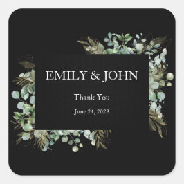 Vielen Dank Botanischer Eukalyptus Gold Leaf Desig Quadratischer Aufkleber