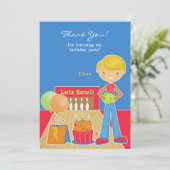 Vielen Dank Bowling Party Flat Card Dankeskarte (Stehend Vorderseite)